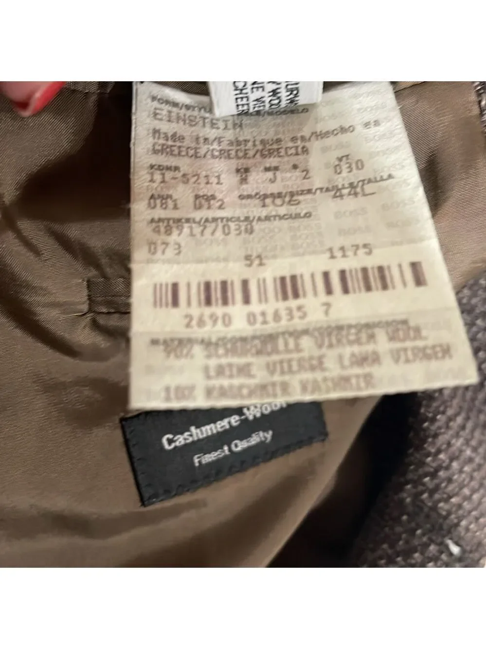 Hugo Boss Einstein Wool Cashmere Brown Tweed Blazer SZ  44L